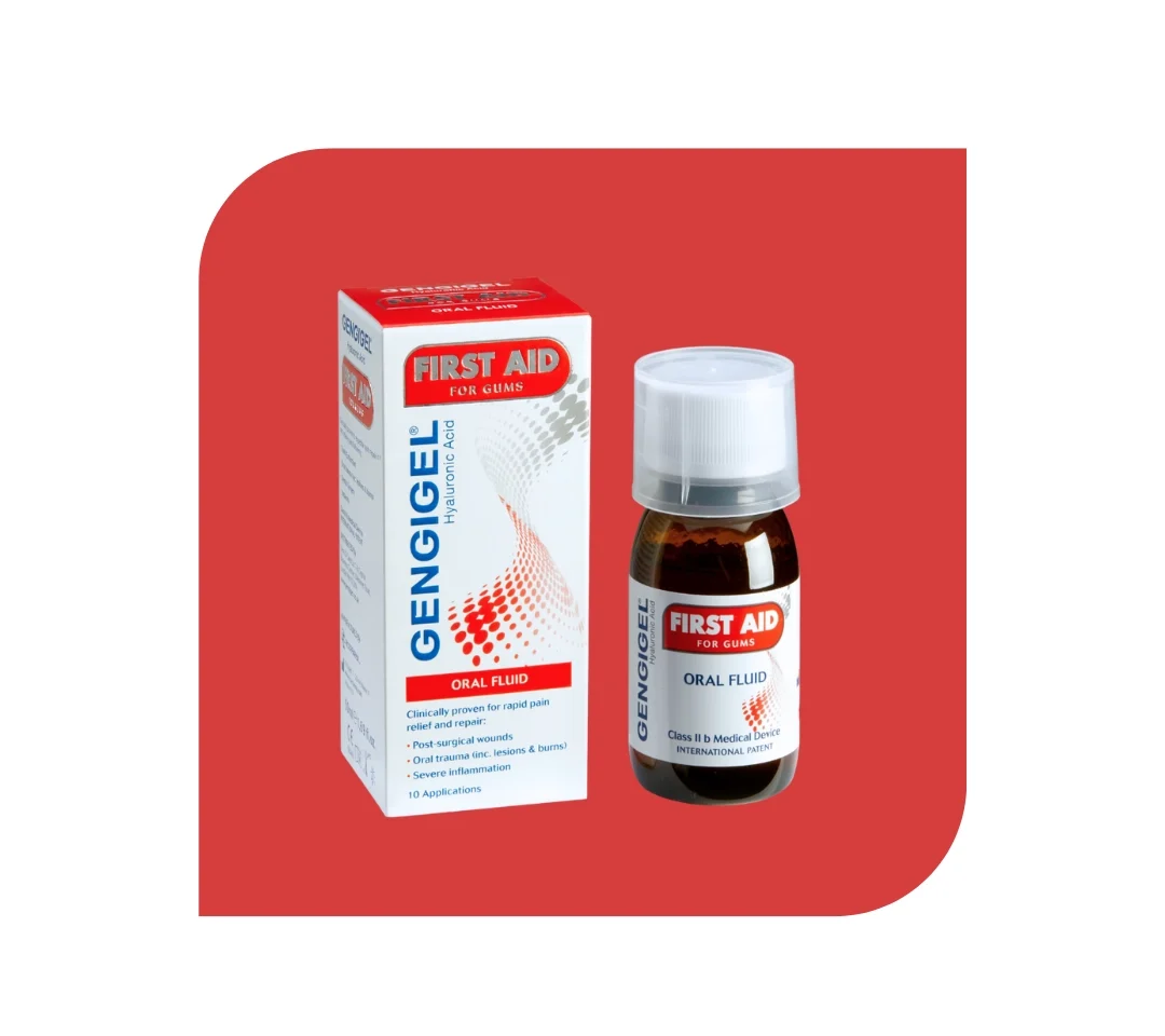 produkt GENGIGEL first aid na červeném pozadí