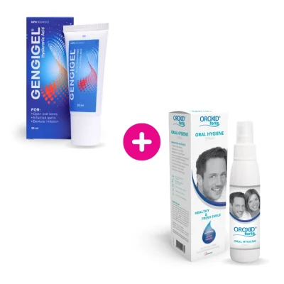produkt gengigel gel a oroxid forte roztok ve výhodné sadě na hojení aft